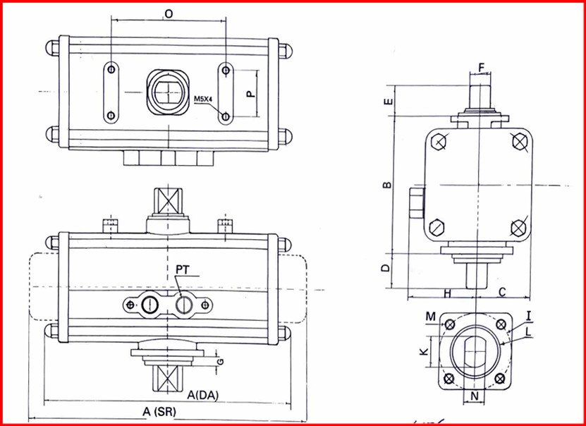 SR型氣缸尺寸圖